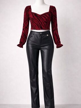 Michael Kors Black Faux Leather Straight-Leg Pants